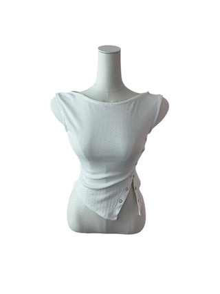 Wiggle unbalanced off-shoulder sleeveless T