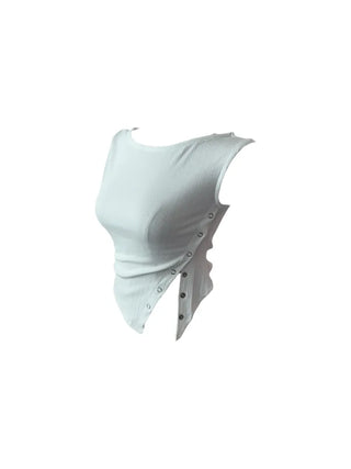 Wiggle unbalanced off-shoulder sleeveless T
