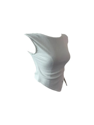 Wiggle unbalanced off-shoulder sleeveless T