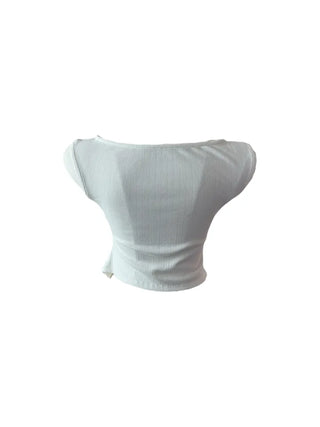 Wiggle unbalanced off-shoulder sleeveless T