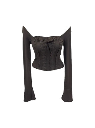 Boohoo ribbon punching lace T
