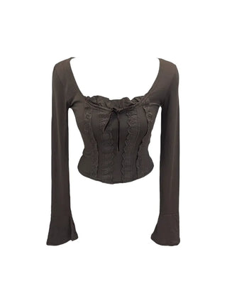 Boohoo ribbon punching lace T