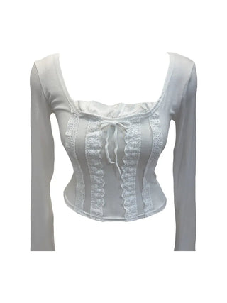 Boohoo ribbon punching lace T