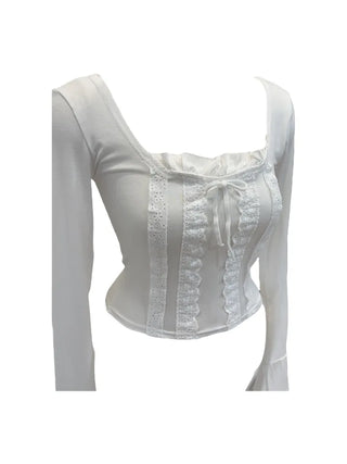 Boohoo ribbon punching lace T
