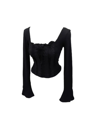 Boohoo ribbon punching lace T