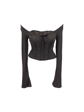 Boohoo ribbon punching lace T