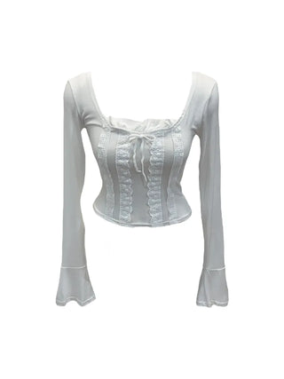 Boohoo ribbon punching lace T