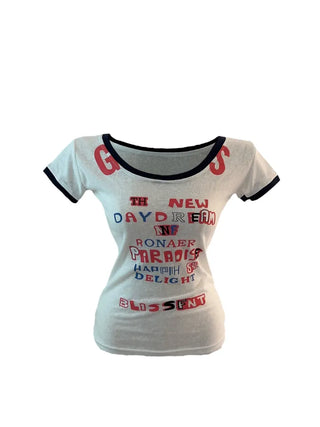 Your slim cartoon lettering short-sleeved T