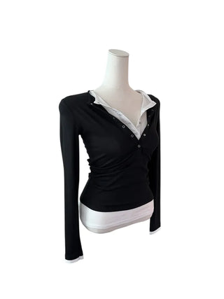 Mike fake double long sleeve T