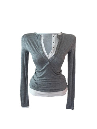 Mike fake double long sleeve T