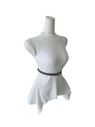 Charen turtleneck sleeveless belt knit