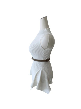 Charen turtleneck sleeveless belt knit