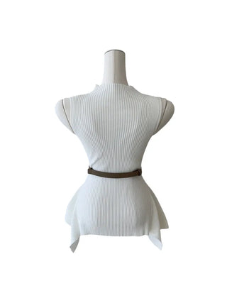Charen turtleneck sleeveless belt knit