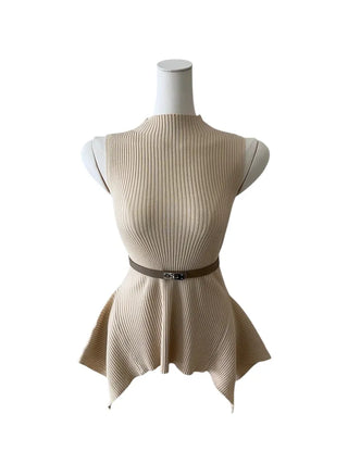 Charen turtleneck sleeveless belt knit