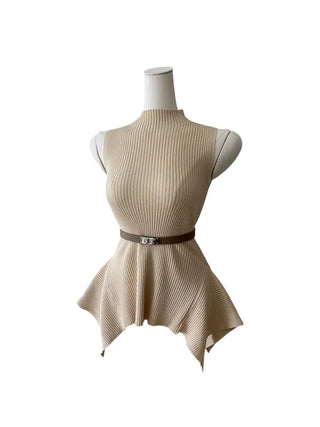 Charen turtleneck sleeveless belt knit