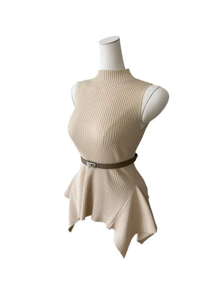 Charen turtleneck sleeveless belt knit