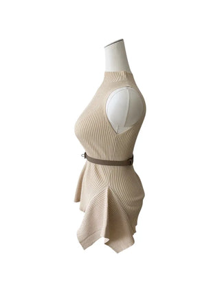 Charen turtleneck sleeveless belt knit