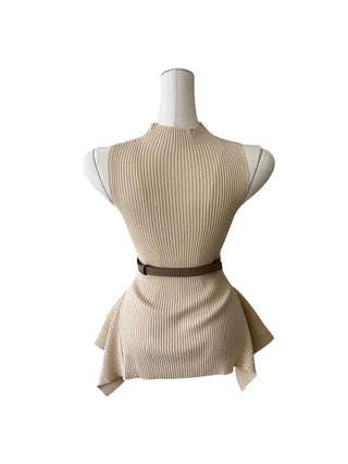 Charen turtleneck sleeveless belt knit