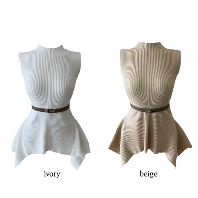 Charen turtleneck sleeveless belt knit