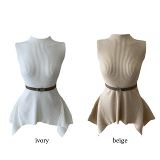 Charen turtleneck sleeveless belt knit