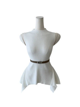 Charen turtleneck sleeveless belt knit