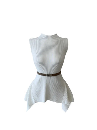 Charen turtleneck sleeveless belt knit