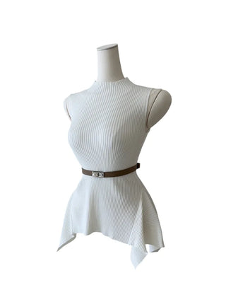 Charen turtleneck sleeveless belt knit