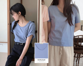 U-neck T-shirt - 7 colors