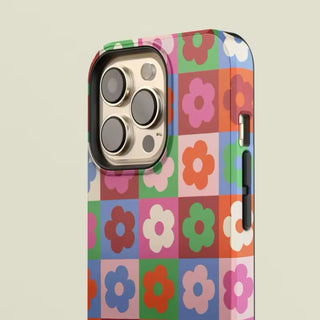 Retro Checkered Flower iPhone Case