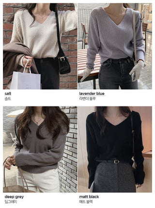 Slim cashmere ribbed knit - 4 colors