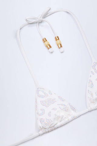 Charm-Detail Triangle Bikini Top in White