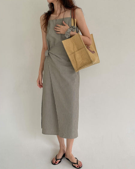 Irregular Casual Strap Striped dress