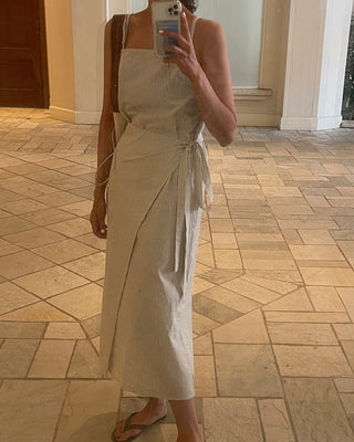 Irregular Casual Strap Striped dress