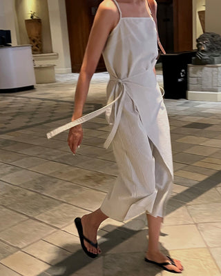Irregular Casual Strap Striped dress