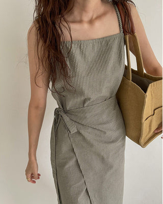 Irregular Casual Strap Striped dress