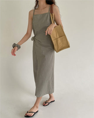 Irregular Casual Strap Striped dress