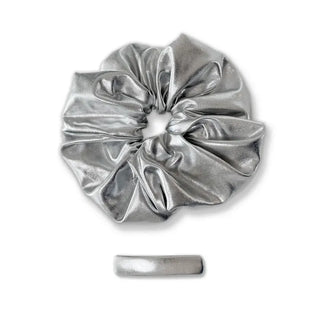 silver scrunchie & hair pin set (Gift star pin)