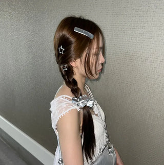 silver scrunchie & hair pin set (Gift star pin)