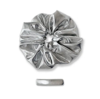 silver scrunchie & hair pin set (Gift star pin)