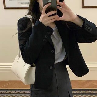 Single-breasted semi-cropped jacket - 4 colors