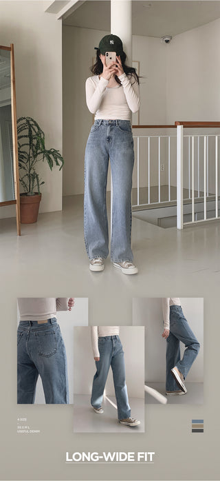 (basic/long) Wide Denim Pants - 4 sizes