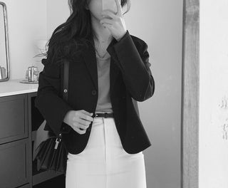 Single-breasted semi-cropped jacket - 4 colors