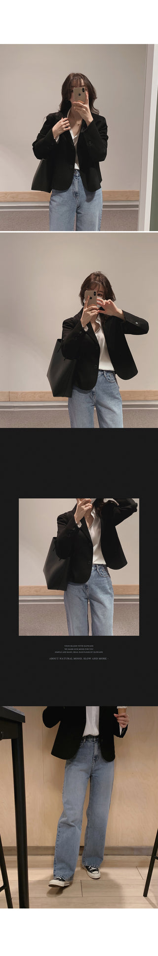 Single-breasted semi-cropped jacket - 4 colors