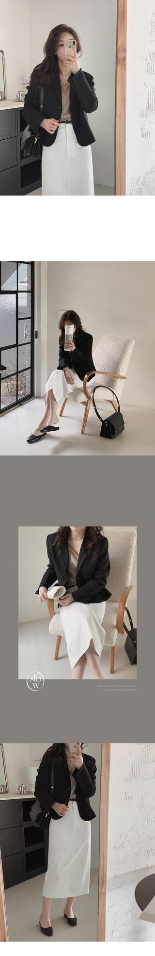 Single-breasted semi-cropped jacket - 4 colors