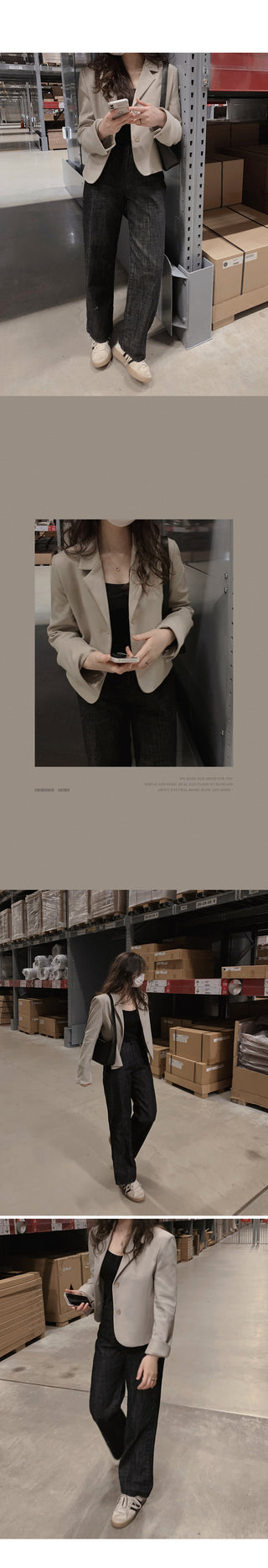 Single-breasted semi-cropped jacket - 4 colors