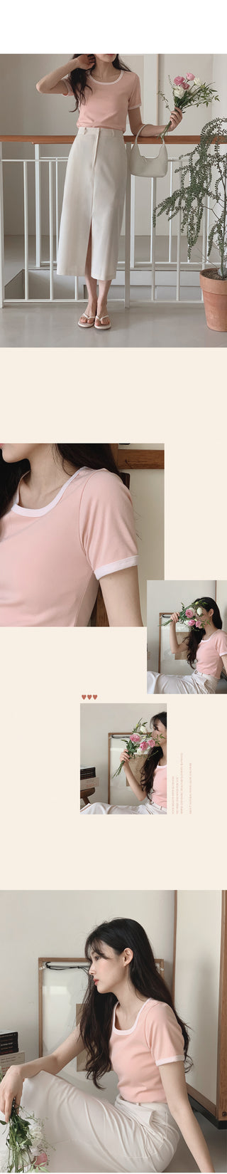 Lined T-shirt - 5 colors