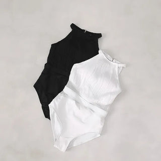 [With built-in cups] Halter neck sheer monokini