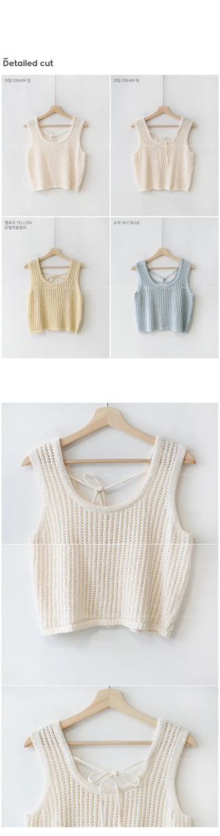 Ribbon knit sleeveless top