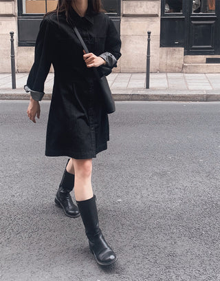 Low Denim Jacket Dress - One Color
