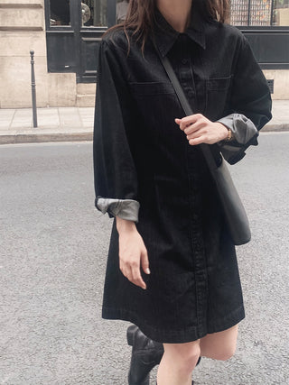 Low Denim Jacket Dress - One Color